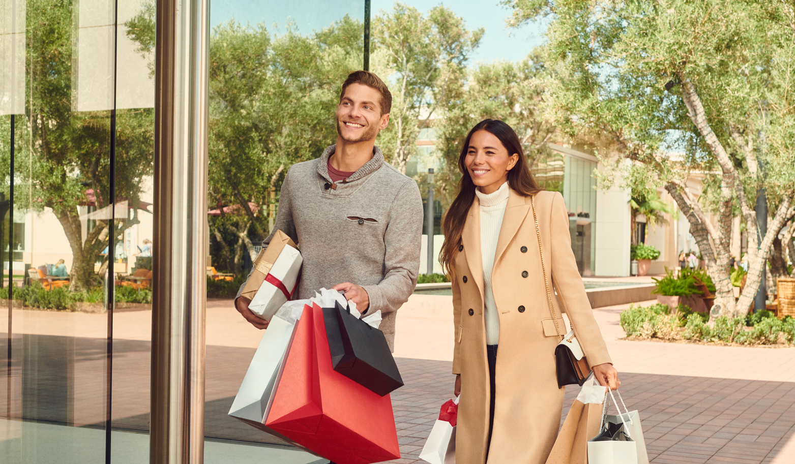 Couple shopping during the holidays